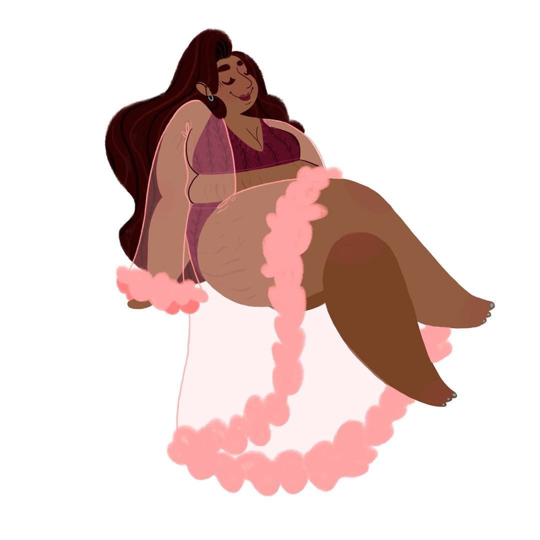 Plus Size Illustrations from Shelby Bergen- Plus Size Woman in Lingerie