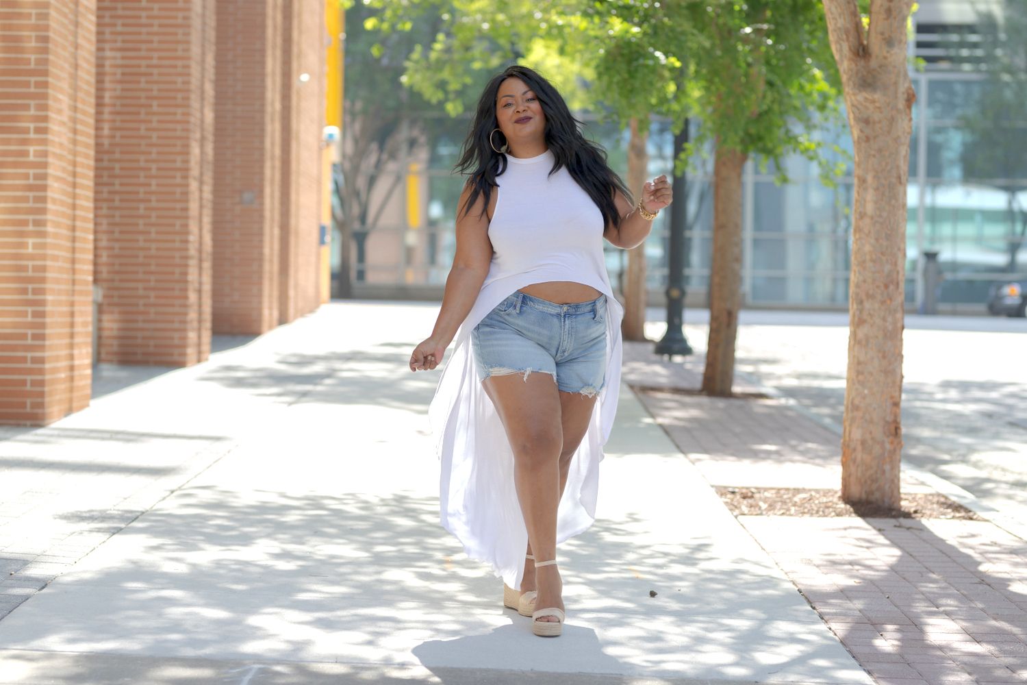 Marie Denee in Silver Jeans Shorts in Plus Sizes 