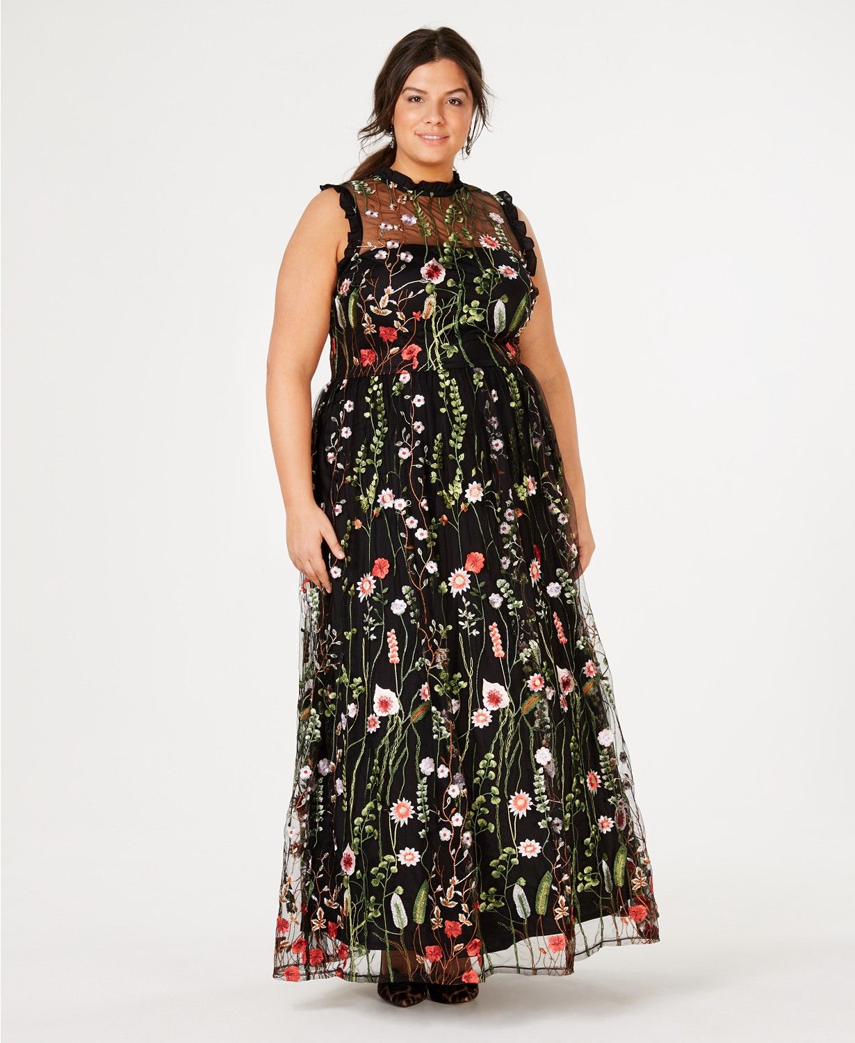 Macy's embroidered maxi
