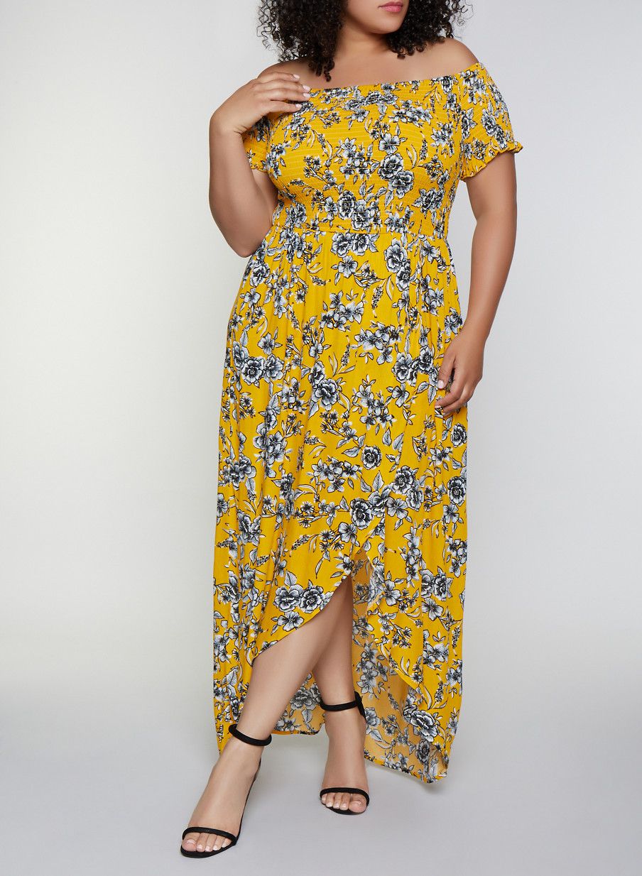 Rainbow off the shoulder maxi