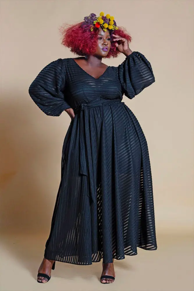 Jibri Fall 2019 Collection- JIBRI ILLUSION FULL SLEEVED MAXI DRESS