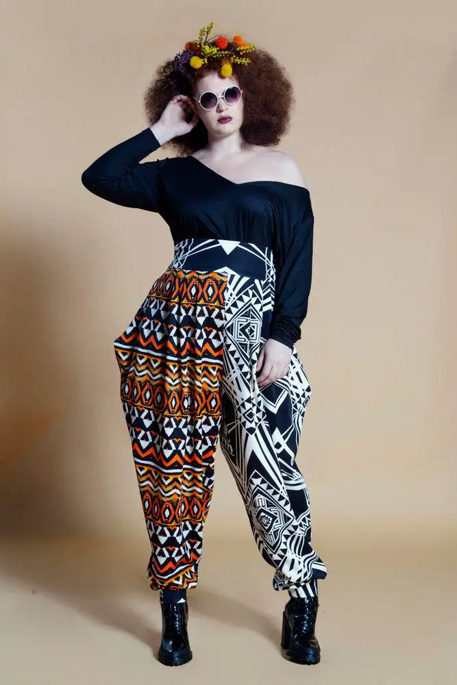 Jibri Fall 2019 Collection- JIBRI MIXED PRINT HIGH WAIST SLOUCH PANTS