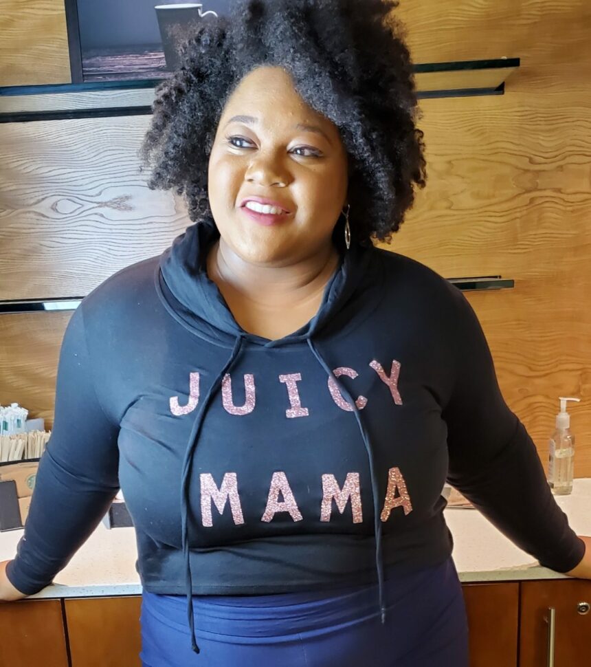 Juicy Mama plus size crop top hoodie from Plurvy