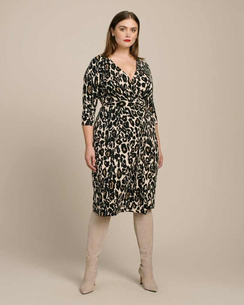 Julian Two Classic Wrap Dress by DVF in Plus Sizes at 11 Honore- Leopard