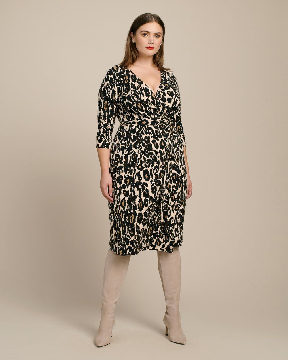 Julian Two Classic Wrap Dress by DVF in Plus Sizes at 11 Honore- Leopard