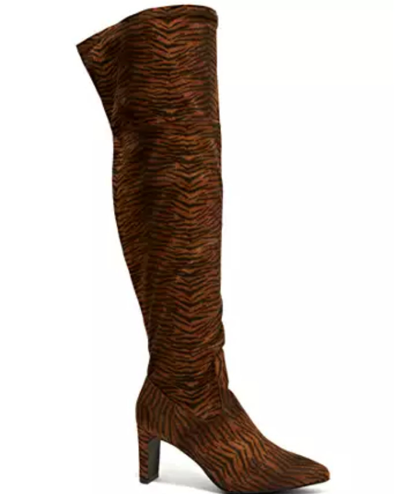 Fashion to Figure Animal Print Over The Knee Boots.