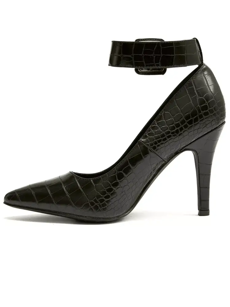 Nadia x FTF Accessories- Buckled Down Faux Croc wide width Heel 