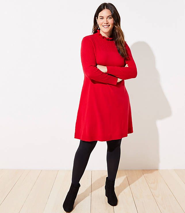 Red Ruffle Sweater Dress