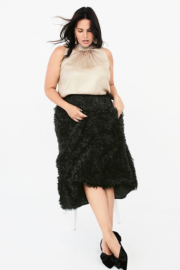 Anthropologie Chantal Feathered Maxi Skirt