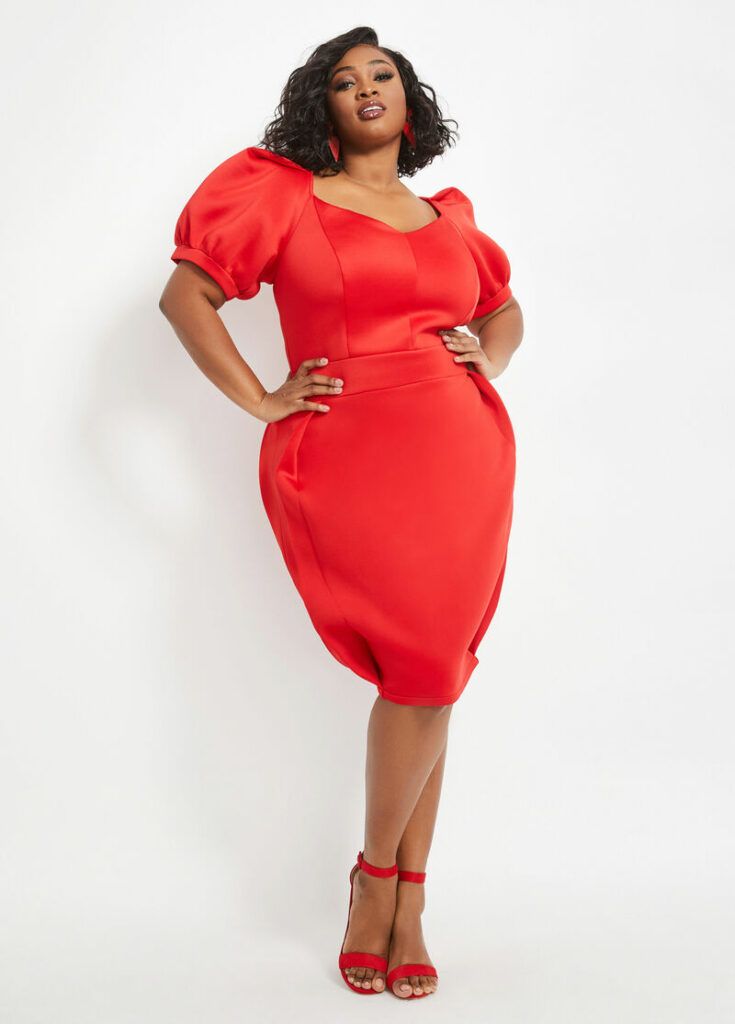 Ashley Stewart RED SCUBA DRESS