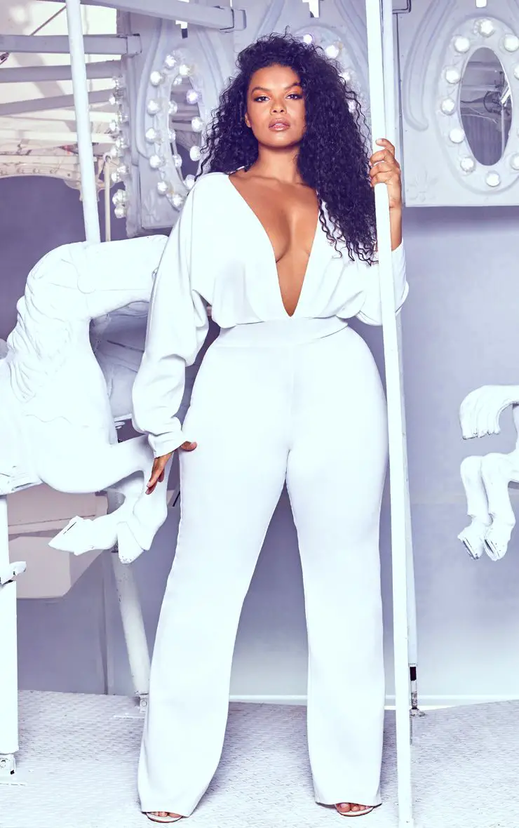 White Pleated Balloon Sleeve Jumpsuit