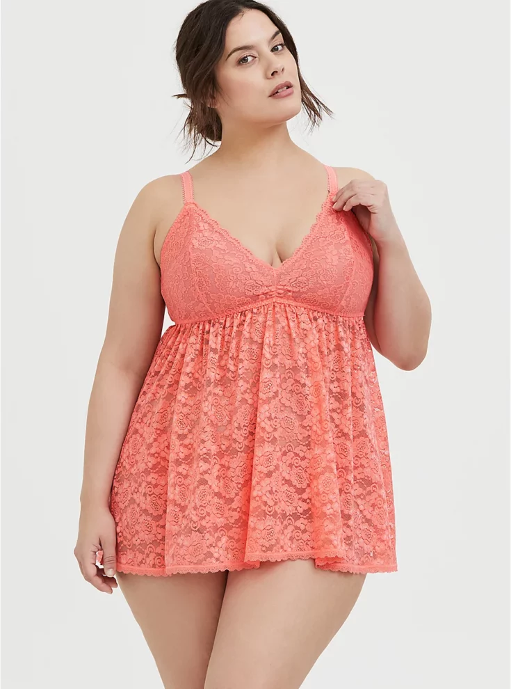 CORAL LACE BABYDOLL