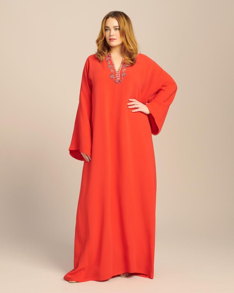 11 Honoré and Carolina Herrera- Drop Sleeve Embellished Keyhole Caftan