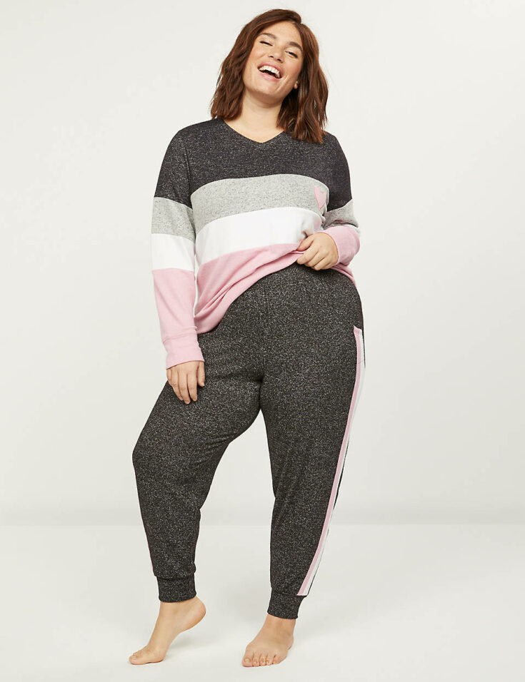 Brushed Jersey Sleep Jogger With Side Stripes