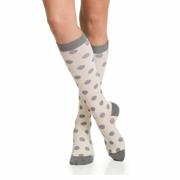 Cream Gray Polka Dot Compression Socks Unisex Knee High Sock