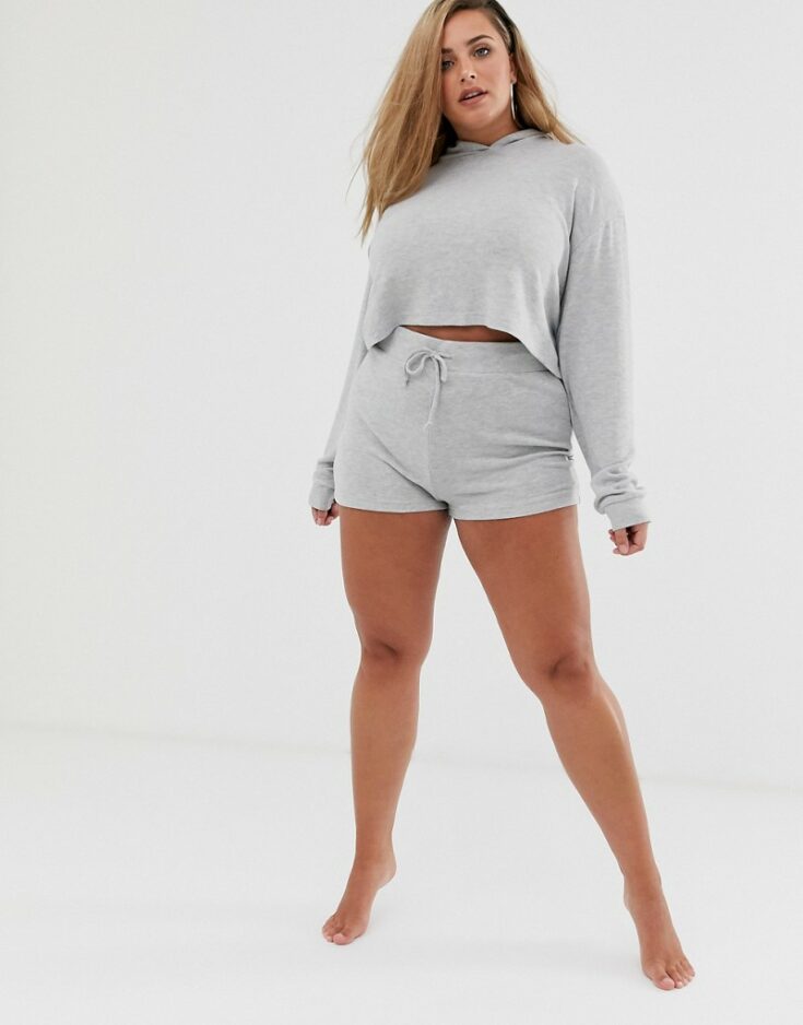 Loungeable mix match plus size cheeky lounge short in gray