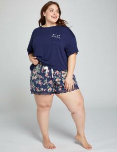 Floral Lace-Trim Sleep Short