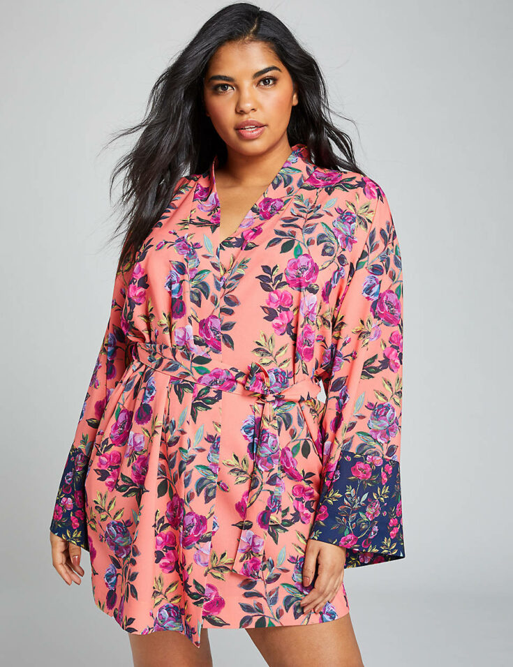 Mixed Floral Robe by Lane Bryant