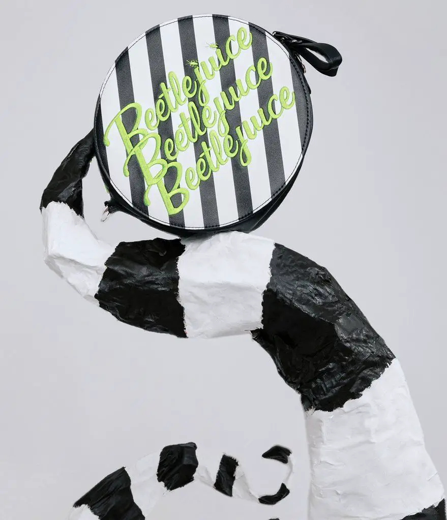 Beetlejuice x Unique Vintage Black & Green Stripe Crossbody