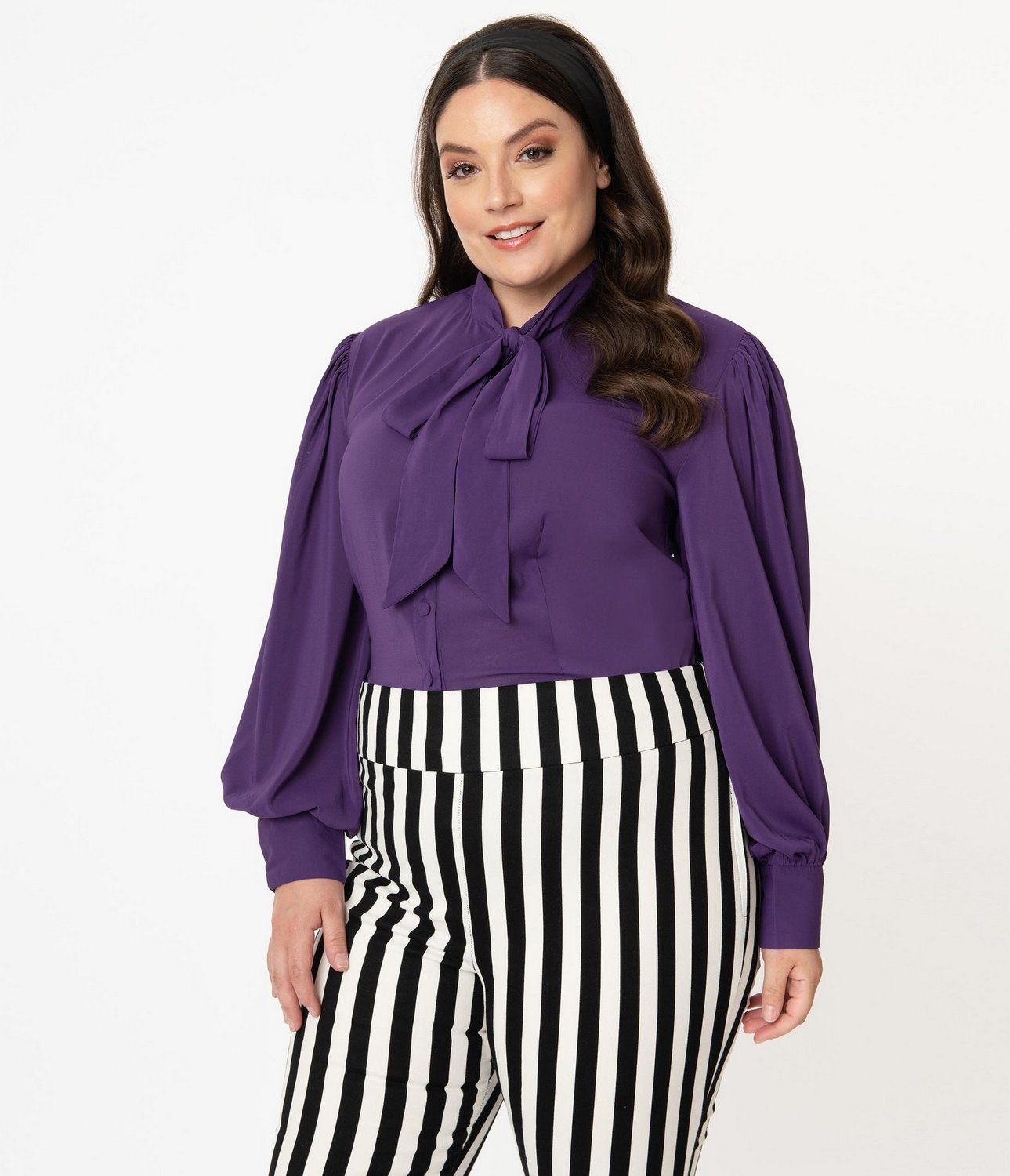 Unique Vintage Plus Size Dark Purple Gwen Blouse