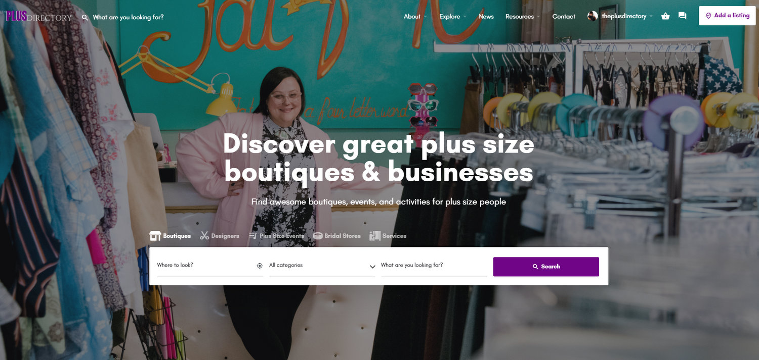 The Plus Directory for plus size boutiques and more 