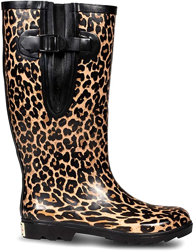 EXTRA TOUCH Wide Calf Rubber Rain Boots Wide Foot and Ankle up to 20 Inch Calf 1