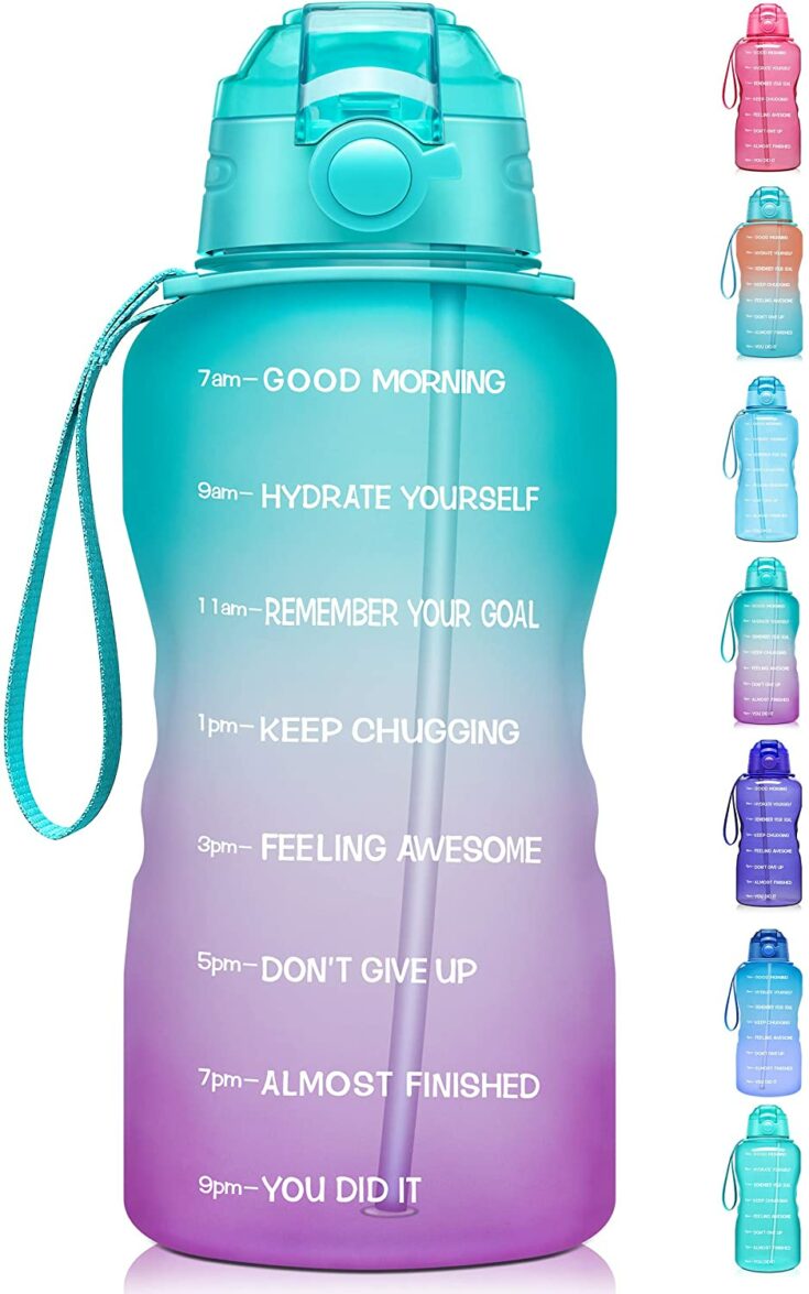Giotto Large 1 Gallon 128oz Motivational Water Bottle with Time Marker