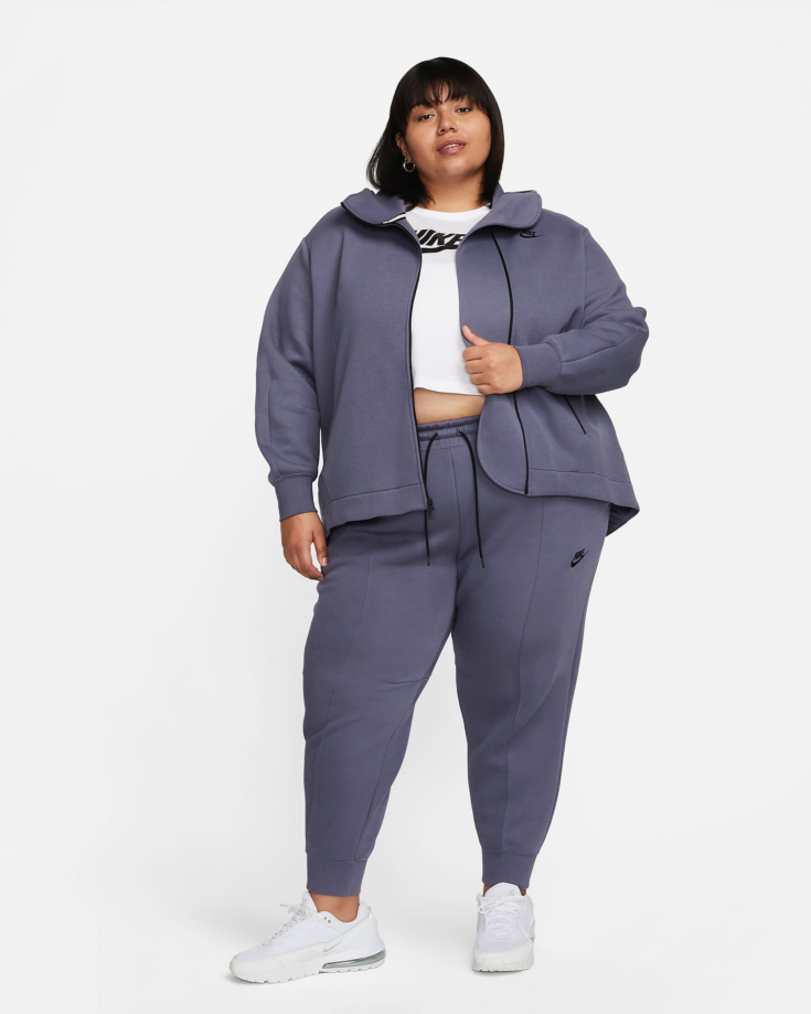 Nike Womens Sportswear Tech Fleece Oversized Full Zip Hoodie Plus Size in Grey