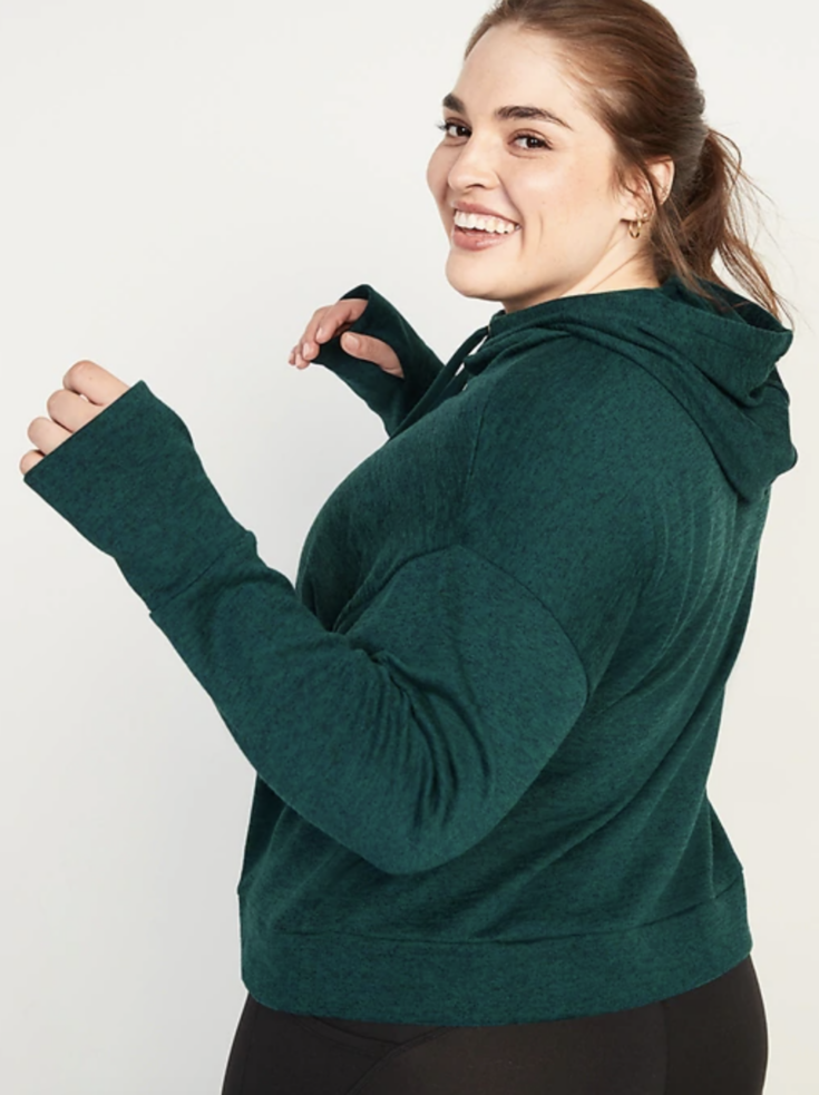 Old Navy Loose Sweater Knit Plus Size Pullover Crop Hoodie