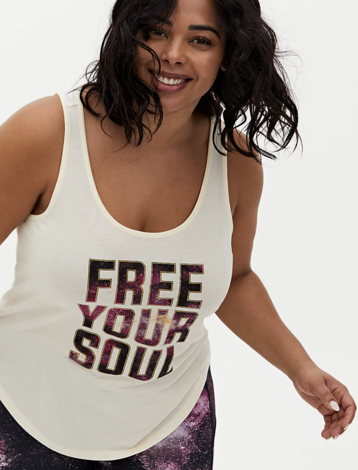 Torrid FREE YOUR SOUL IVORY WICKING ACTIVE TANK
