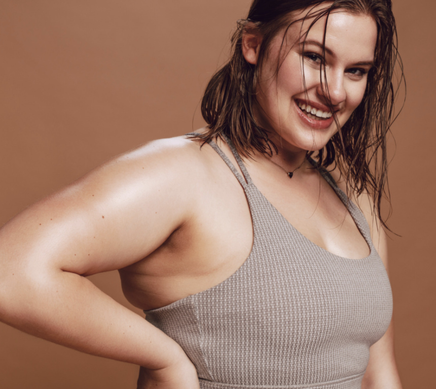 plus size woman working out. fitness