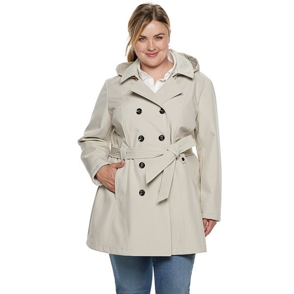 Kohls Double Breasted Hooded Soft Shell Trench 1
