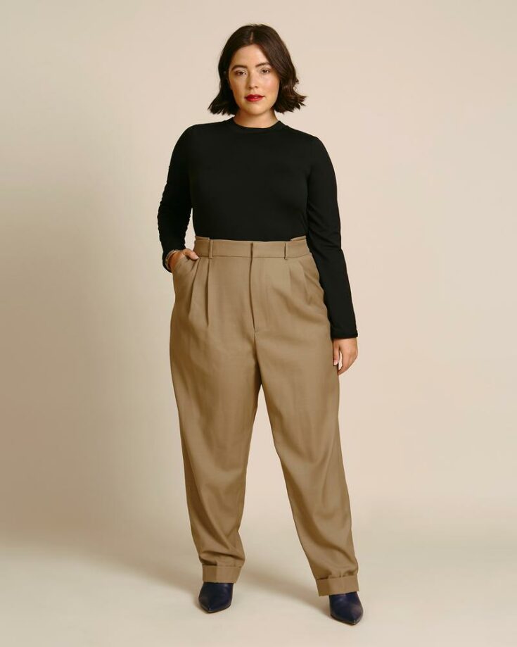 pleated trouser with elastic back