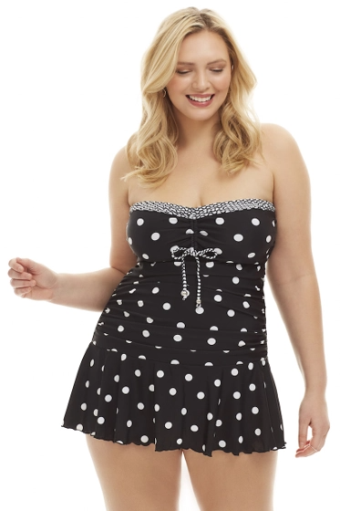 ALWAYS FOR ME BLACK AND WHITE PLUS SIZE DAPHNE SWIMDRESS