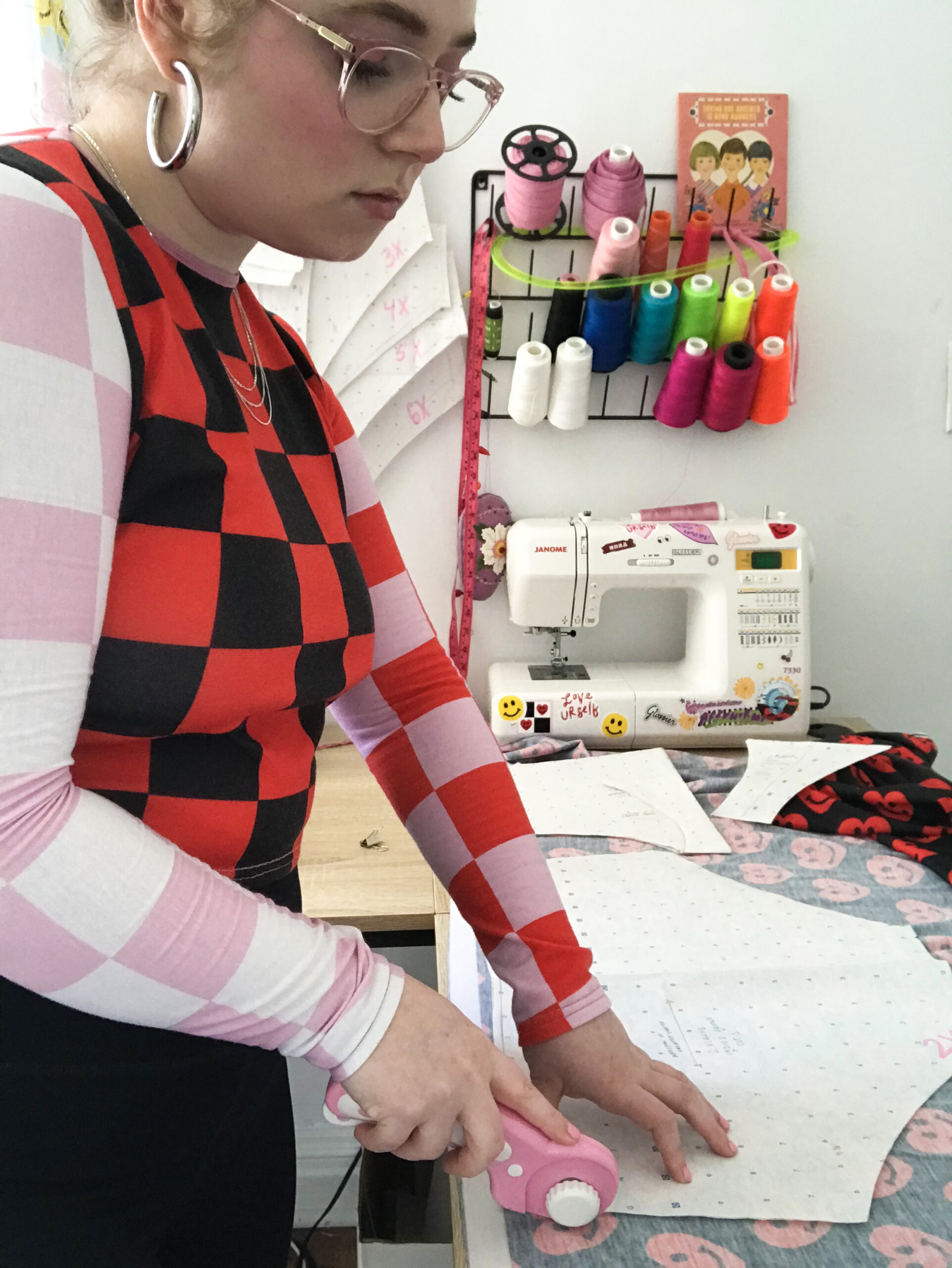 Bouncy Frown Studios founder Abby Mosse working on a pattern