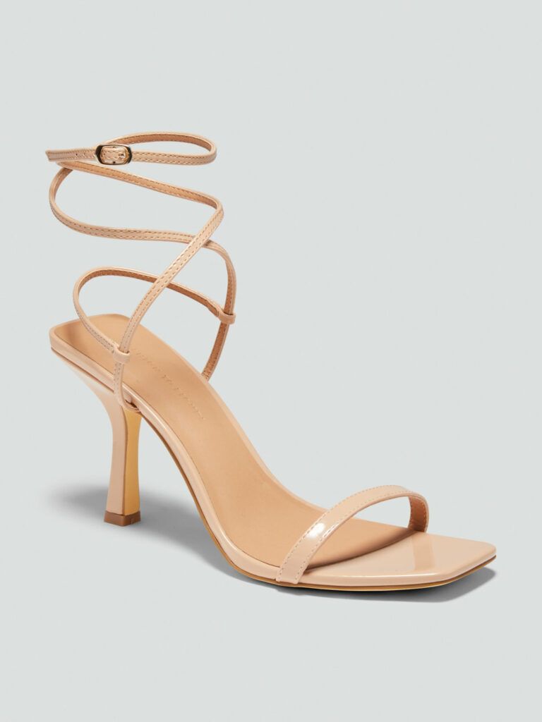 Strappy Wide Width Open Toe Heels in Nude