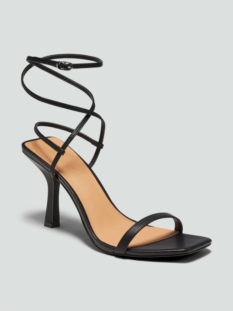 Strappy Open Toe Heels in Black