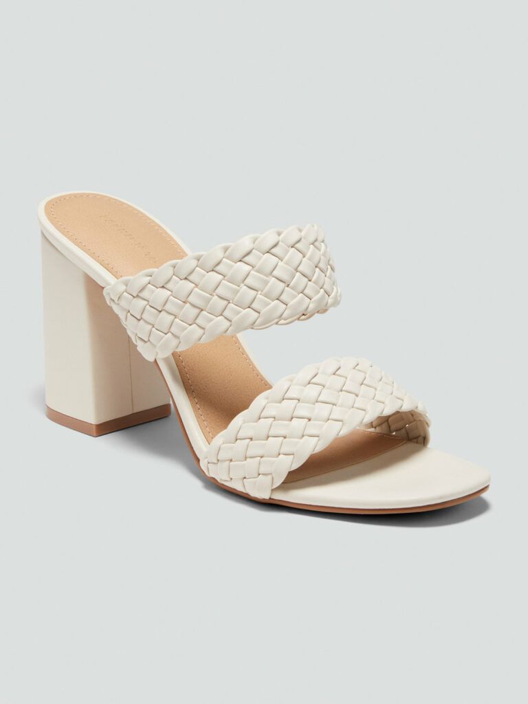 Wide Width Braided Slide Sandals with Block Heel