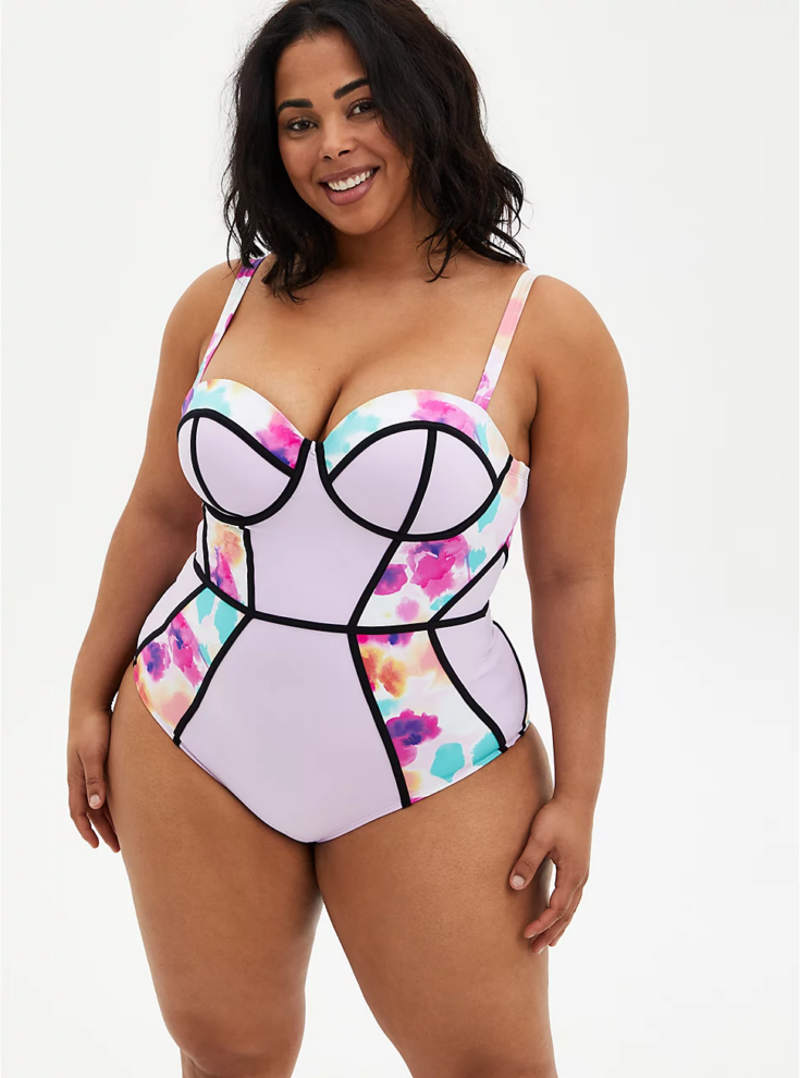 MULTI WATERCOLOR FLORAL UNDERWIRE ONE PIECE SWIMSUIT 2