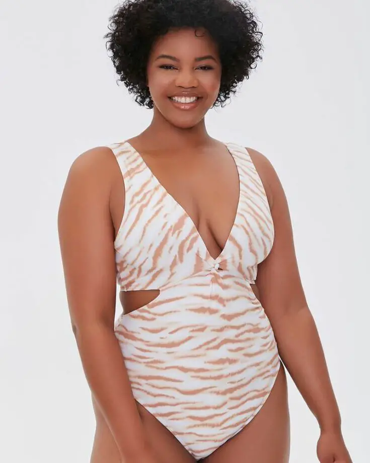 Plus Size Tiger Print Twisted One Piece Swimsuit