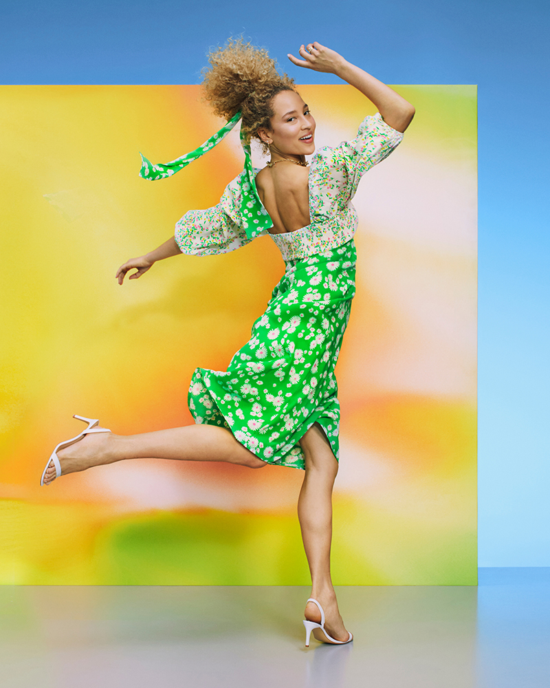 Rixo for Target Daisy Long Sleeve Swing Dress in Green