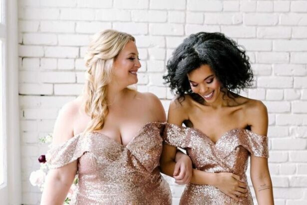 plus size bridesmaid's dresses - gold glitter