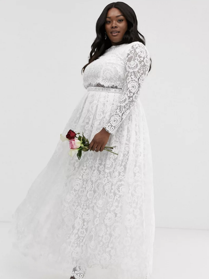 ASOS EDITION Curve Grace lace crop top wedding dress