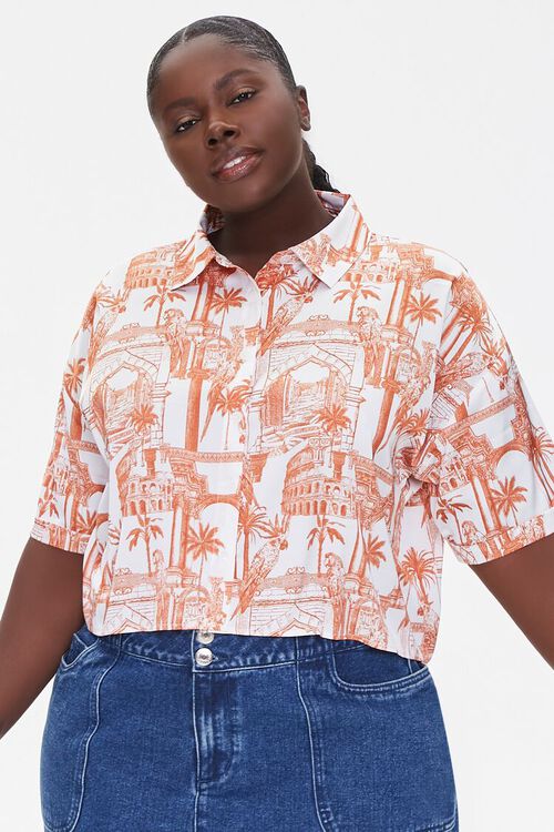 Plus Size Tropical Print Shirt