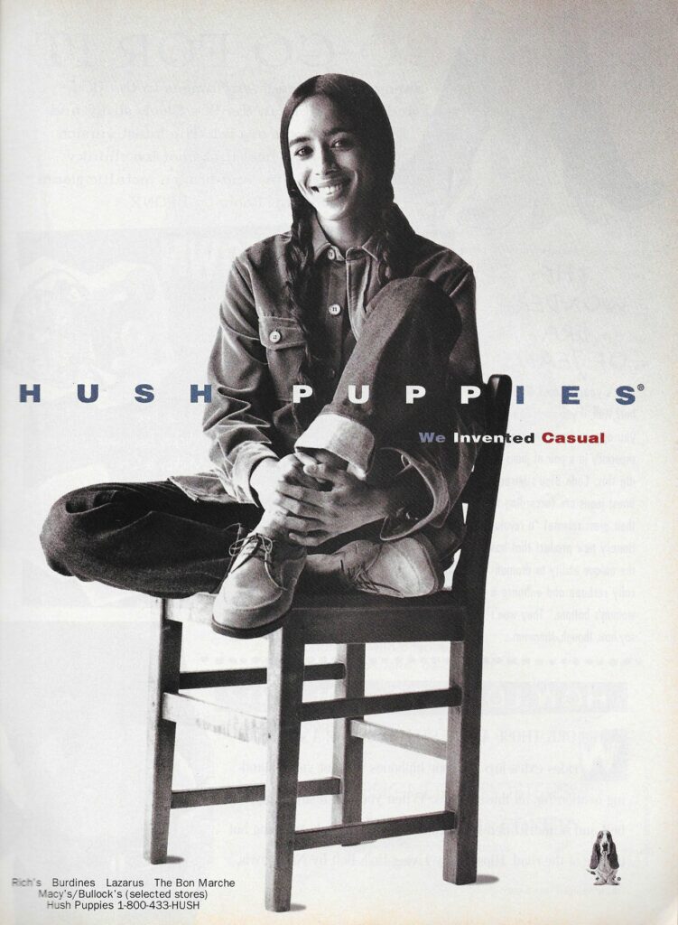 Hush Puppies ad from the November 1995 issue of Sassy Magazine.