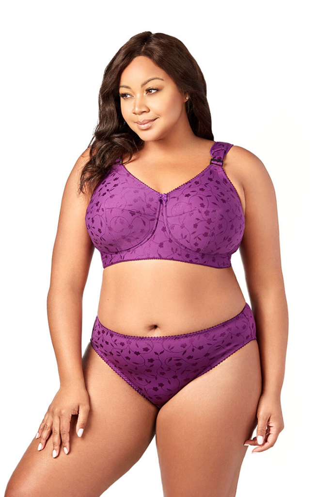 An image of a model wearing the Elila Jacquard softcup bra 