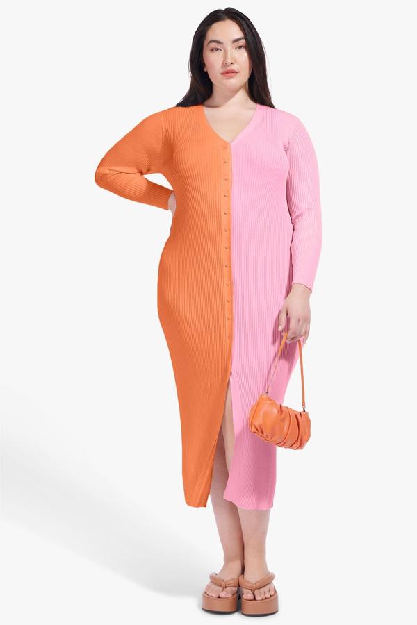 STAUD Shoko dress in pink and tangerine