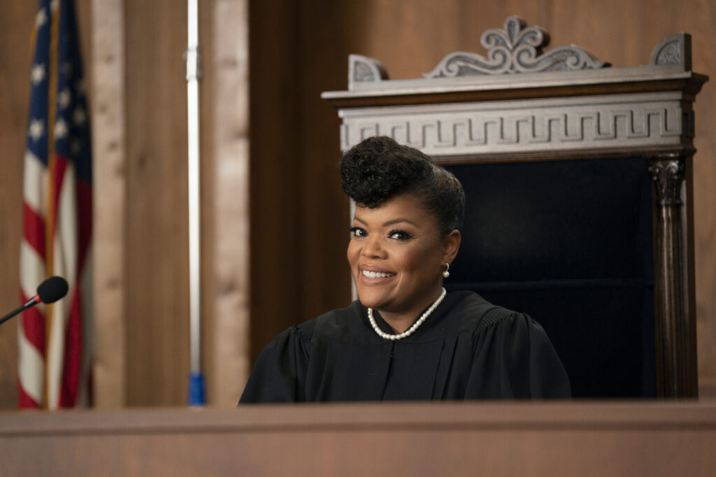 Yvette Nicole Brown in "Courtroom Kiki" from A Black Lady Sketch Show. Photograph by Ali Paige Goldstein/HBO 