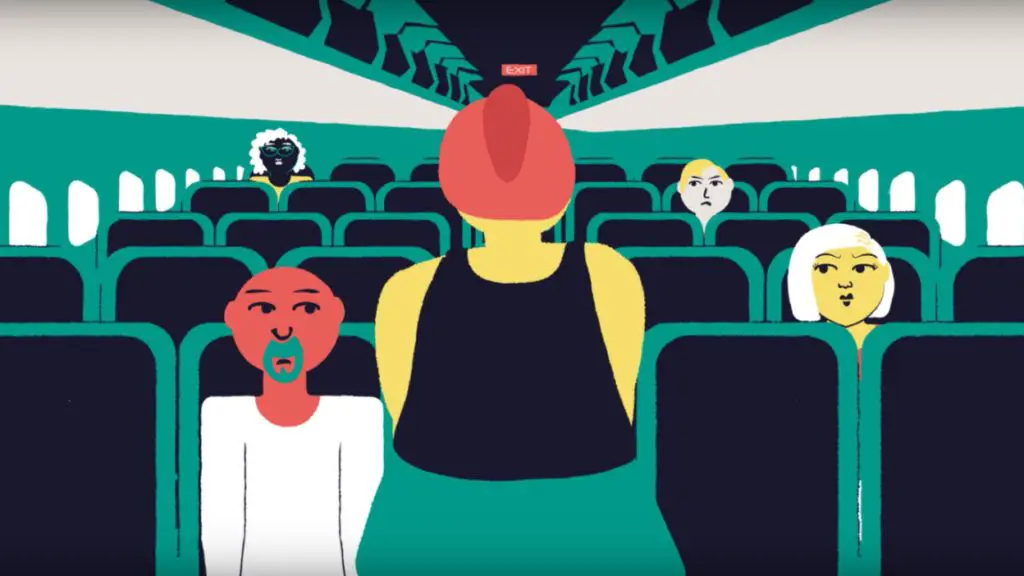 A still from the animated short film 'Flying While Fat.' Credit: Stacy Bias. Traveling While Fat