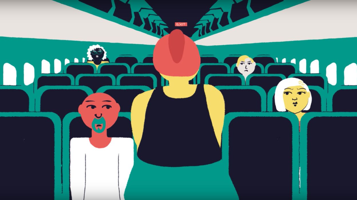 A still from the animated short film 'Flying While Fat.' Credit: Stacy Bias. Traveling While Fat